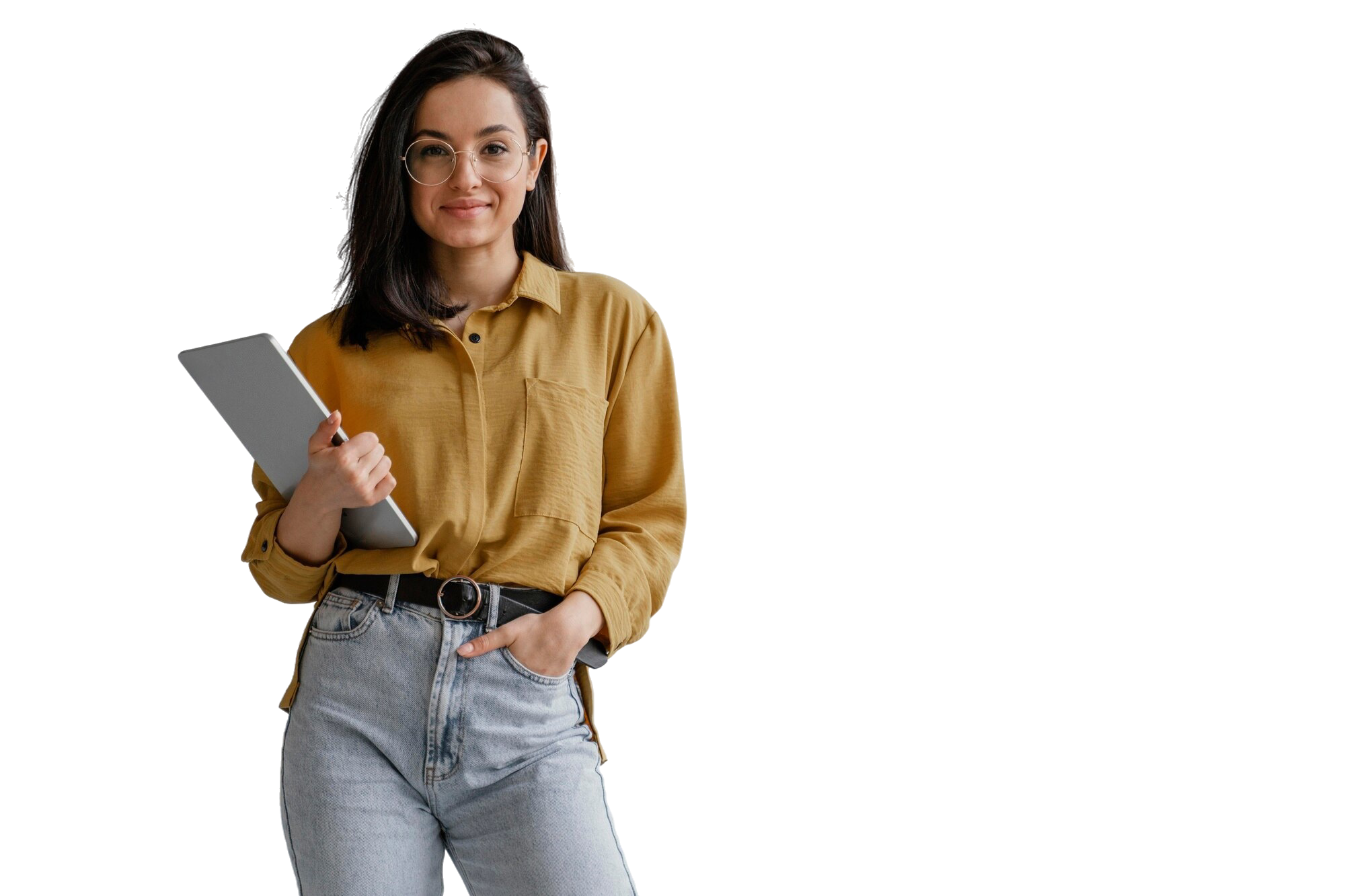 Profissional segurando tablet